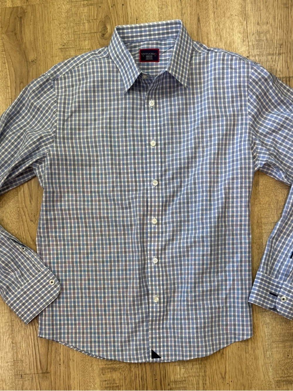 UNTUCKit Men's Blue and White Check Dress Shirt